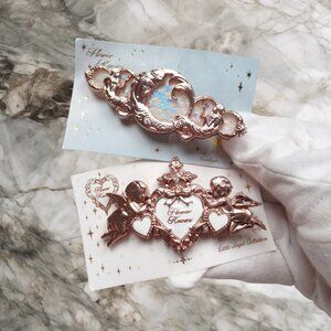2x Flower Knows Hair Clip Barette Moonlight Mermaid & Little Angels